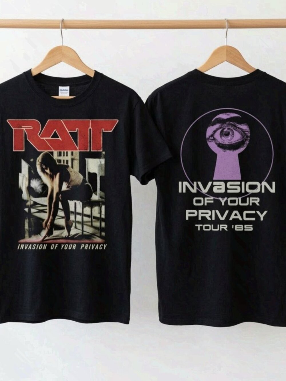 Ratt Invasion Of Your Privacy Tour 1985 Black T-Shirt Reprint